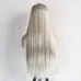 4New matte high temperature silk chemical fiber front lace headgear mixed color long straight hair #999933361