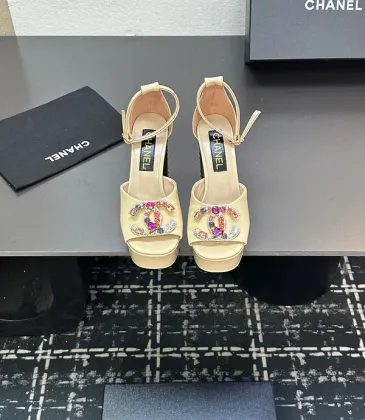 Chanel high-heeled sandals, sheepskin, heel height: 11cm #A53217