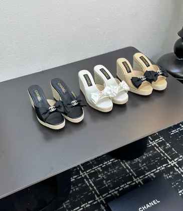 Chanel shoes for Women Sheepskin upper wedge sandals #A53212
