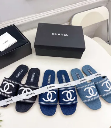 Chanel shoes for Women's Chanel slippers Black/Blue #A47894