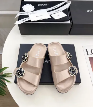 Chanel shoes for Women's Chanel slippers Camellia Apricot #A48711