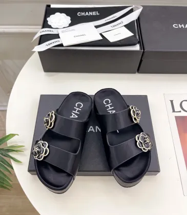 Chanel shoes for Women's Chanel slippers Camellia Black #A48713