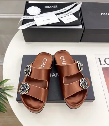 Chanel shoes for Women's Chanel slippers Camellia Brown #A48708