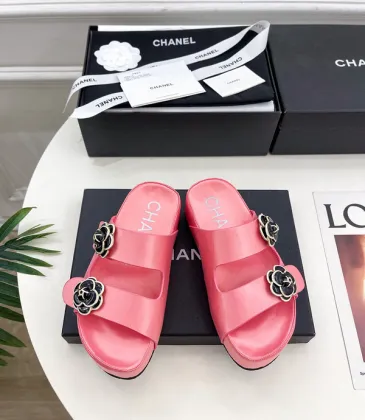 Chanel shoes for Women's Chanel slippers Camellia Pink #A48710
