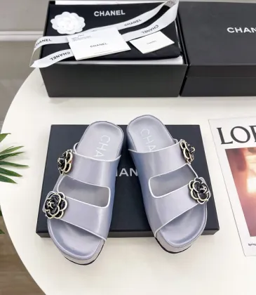 Chanel shoes for Women's Chanel slippers Camellia Silver #A48709