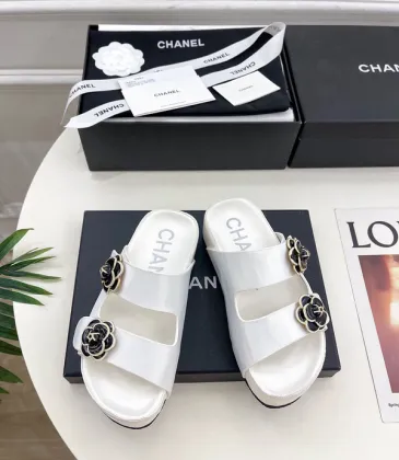 Chanel shoes for Women's Chanel slippers Camellia White #A48712