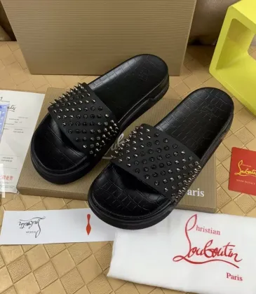 Christian Louboutin CL Men Women's Slippers Black/White #A51692