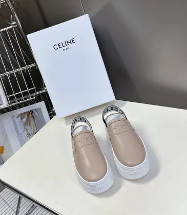 CELINE BLOCK WEDGE MULE IN CALFSKIN AND TEXTILE WITH CELINE JACQUARD #A48952
