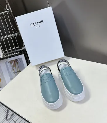 CELINE BLOCK WEDGE MULE IN CALFSKIN AND TEXTILE WITH CELINE JACQUARD #A48953