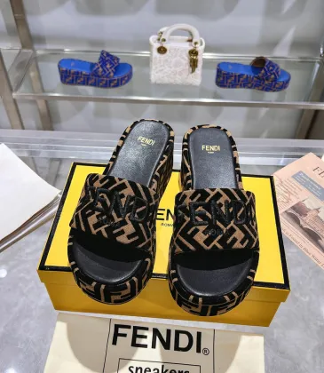 Fendi shoes women FF denim flatform slides Black #A49025