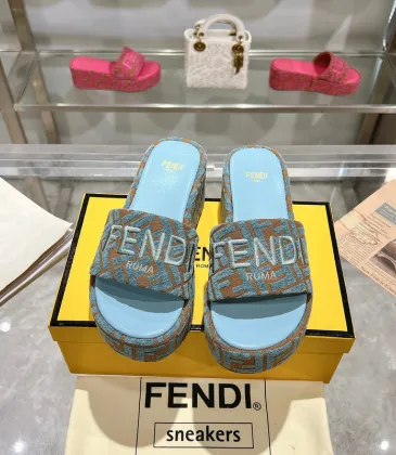 Fendi shoes women FF denim flatform slides Blue #A49028