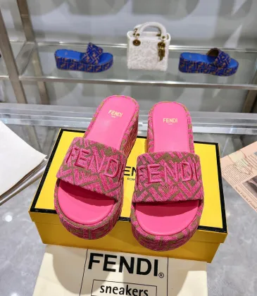 Fendi shoes women FF denim flatform slides Pink #A49026
