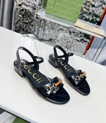 Gucci Shoes for Women Patent Leather Ankle Strap Flat Sandals Black #A48750