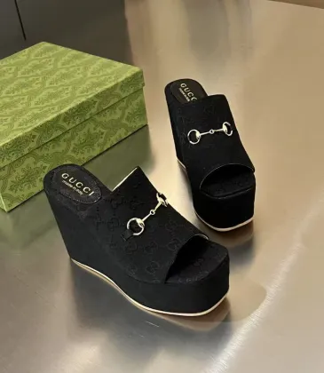 Gucci Shoes for Women wedge sandal with Horsebit Black #A48887