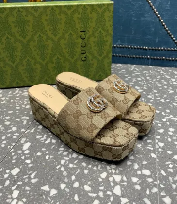 Gucci Shoes for Women's Canvas Slip On Platform Slide Sandals #A48975