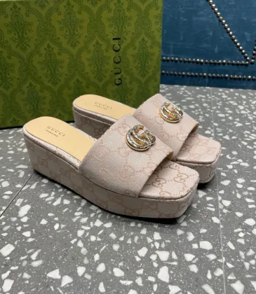 Gucci Shoes for Women's Canvas Slip On Platform Slide Sandals #A48976