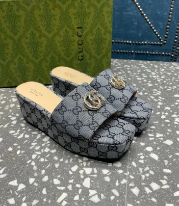 Gucci Shoes for Women's Canvas Slip On Platform Slide Sandals #A48977