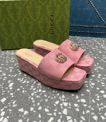 Gucci Shoes for Women's Canvas Slip On Platform Slide Sandals #A48978