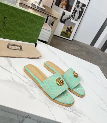 Gucci Shoes for Women's Gucci Slippers Marmont Toile Green #A48985