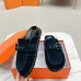 4Hermes Shoes for Men Mules Biege Linen Slippers Black #A48934