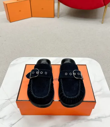 Hermes Shoes for Men Mules Biege Linen Slippers Black #A48934