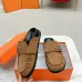 4Hermes Shoes for Men Mules Biege Linen Slippers Brown #A48935