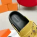 3Hermes Shoes for Men Mules Biege Linen Slippers Yellow #A48936