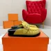 5Hermes Shoes for Men Mules Biege Linen Slippers Yellow #A48936