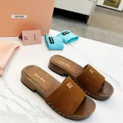 Miu Miu Shoes for women Suede Logo Slide Clogs #A48745