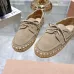 9Miu Miu Bow Woven Suede &amp; Leather Boat Shoes #A53179
