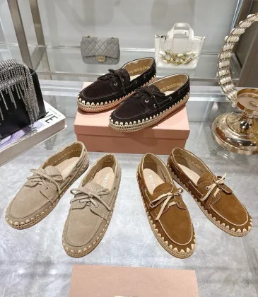 Miu Miu Bow Woven Suede &amp; Leather Boat Shoes #A53179