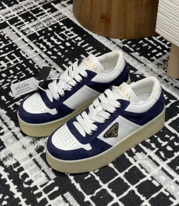 Prada Shoes for Women's Prada Sneakers Downtown Leather Blue #A48727