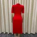 122023 Summer New Short Sleeve Pleated Solid Size Cross border Dress #A21656