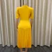 152023 Summer New Short Sleeve Pleated Solid Size Cross border Dress #A21656