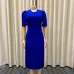 182023 Summer New Short Sleeve Pleated Solid Size Cross border Dress #A21656