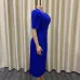 192023 Summer New Short Sleeve Pleated Solid Size Cross border Dress #A21656