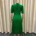 252023 Summer New Short Sleeve Pleated Solid Size Cross border Dress #A21656