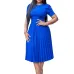 332023 Summer New Short Sleeve Pleated Solid Size Cross border Dress #A21656