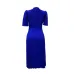 362023 Summer New Short Sleeve Pleated Solid Size Cross border Dress #A21656