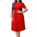 402023 Summer New Short Sleeve Pleated Solid Size Cross border Dress #A21656
