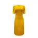 52023 Summer New Short Sleeve Pleated Solid Size Cross border Dress #A21656