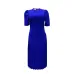 92023 Summer New Short Sleeve Pleated Solid Size Cross border Dress #A21656