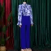 16Loose large size casual printed long-sleeved shirt wide-leg pants two-piece set #A21706