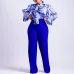 3Loose large size casual printed long-sleeved shirt wide-leg pants two-piece set #A21706