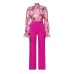 7Loose large size casual printed long-sleeved shirt wide-leg pants two-piece set #A21706
