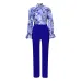 8Loose large size casual printed long-sleeved shirt wide-leg pants two-piece set #A21706