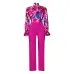 9Loose large size casual printed long-sleeved shirt wide-leg pants two-piece set #A21706