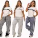 12025 On sale Women's Dior CD Pattern Top and Pants Set with Side Stripe #A47225