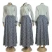 9Dior Long-Sleeve Shirt with CD Print Maxi Skirt #A46535