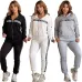 1Women's Dior CD Pattern Hoodie and Pants Set with Side Stripe #A47228